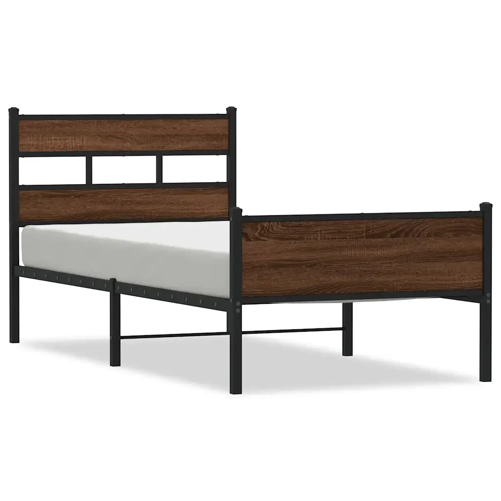 Letto singolo | Letto per adulti | Giroletto senza Materasso Rovere Marrone 90x190cm in Truciolato