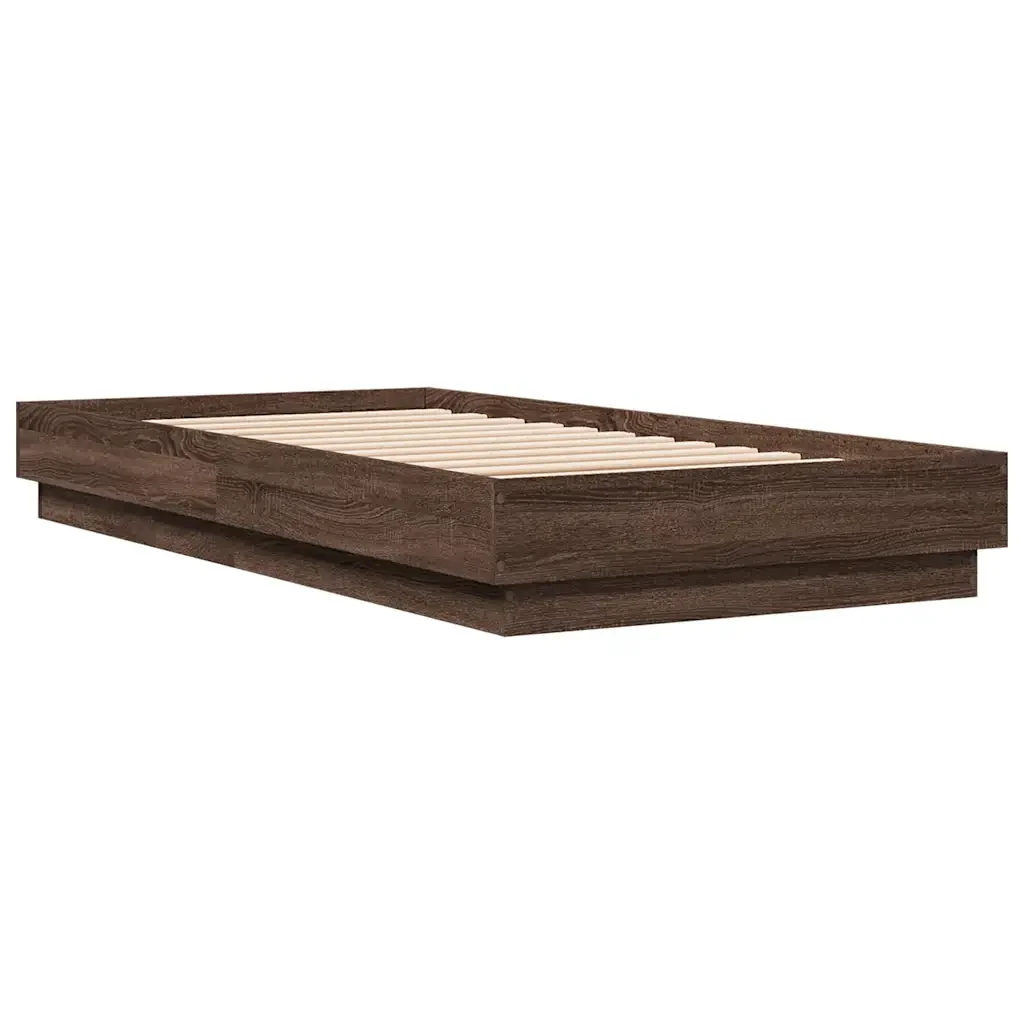 Letto singolo | Letto per adulti | Giroletto senza Materasso Rovere Marrone 90x190cm in Truciolato - Image 4