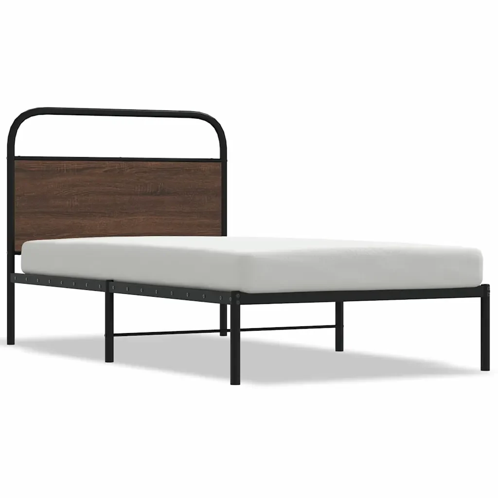 Letto singolo | Letto per adulti | Giroletto senza Materasso Rovere Marrone 90x190cm in Truciolato