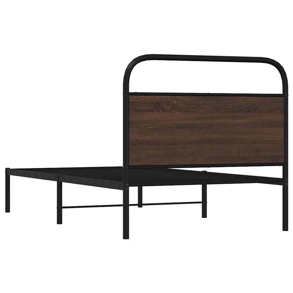 Letto singolo | Letto per adulti | Giroletto senza Materasso Rovere Marrone 90x190cm in Truciolato - Image 7