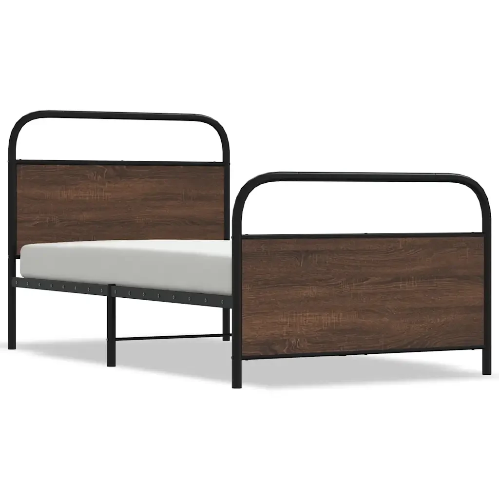Letto singolo | Letto per adulti | Giroletto senza Materasso Rovere Marrone 90x190cm in Truciolato