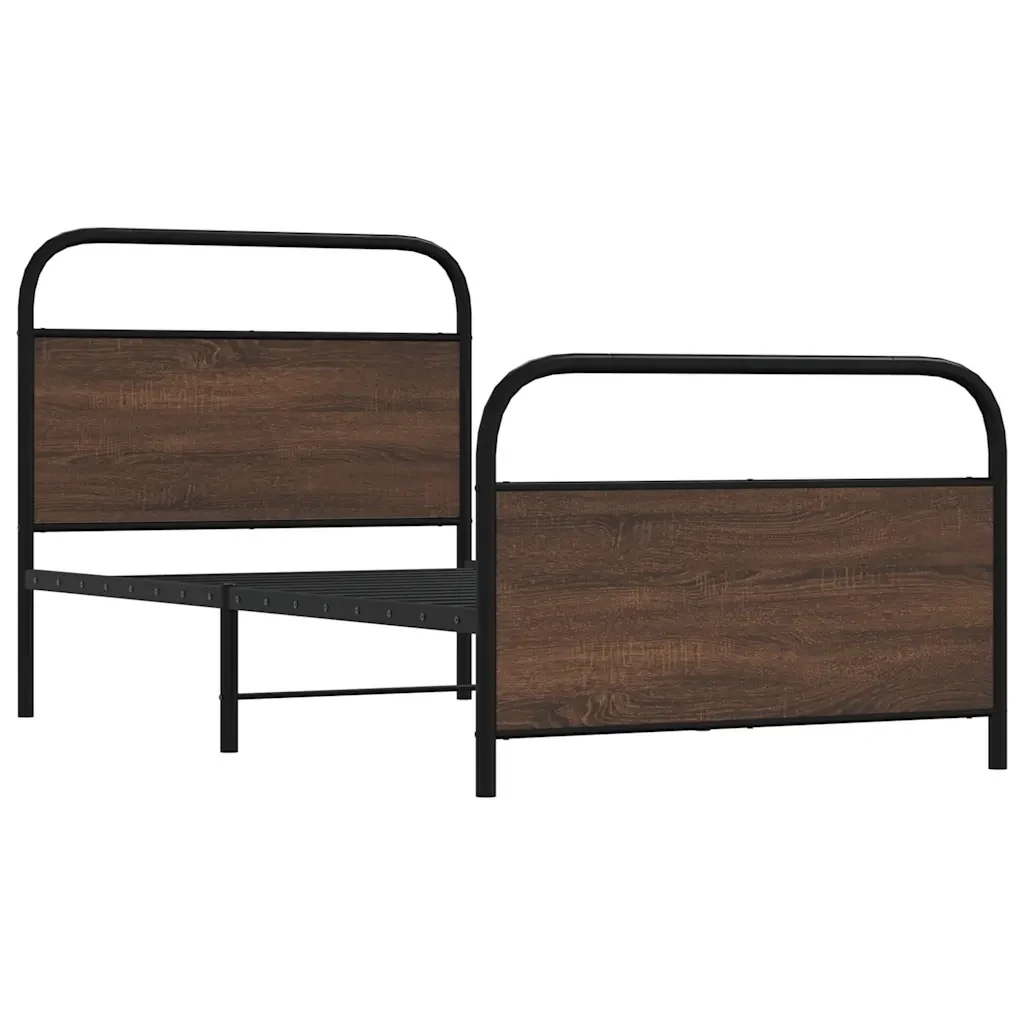 Letto singolo | Letto per adulti | Giroletto senza Materasso Rovere Marrone 90x190cm in Truciolato - Image 4