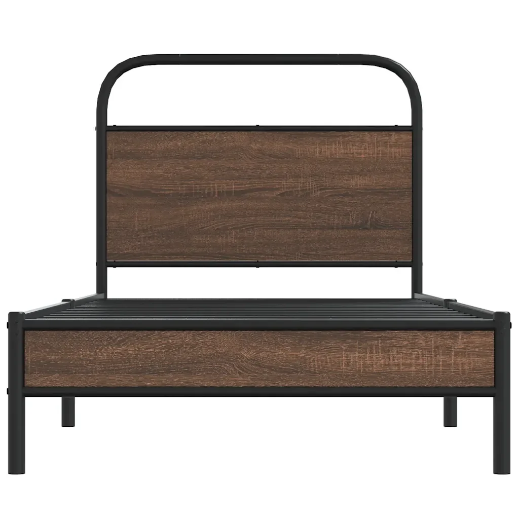 Letto singolo | Letto per adulti | Giroletto senza Materasso Rovere Marrone 90x190cm in Truciolato - Image 5