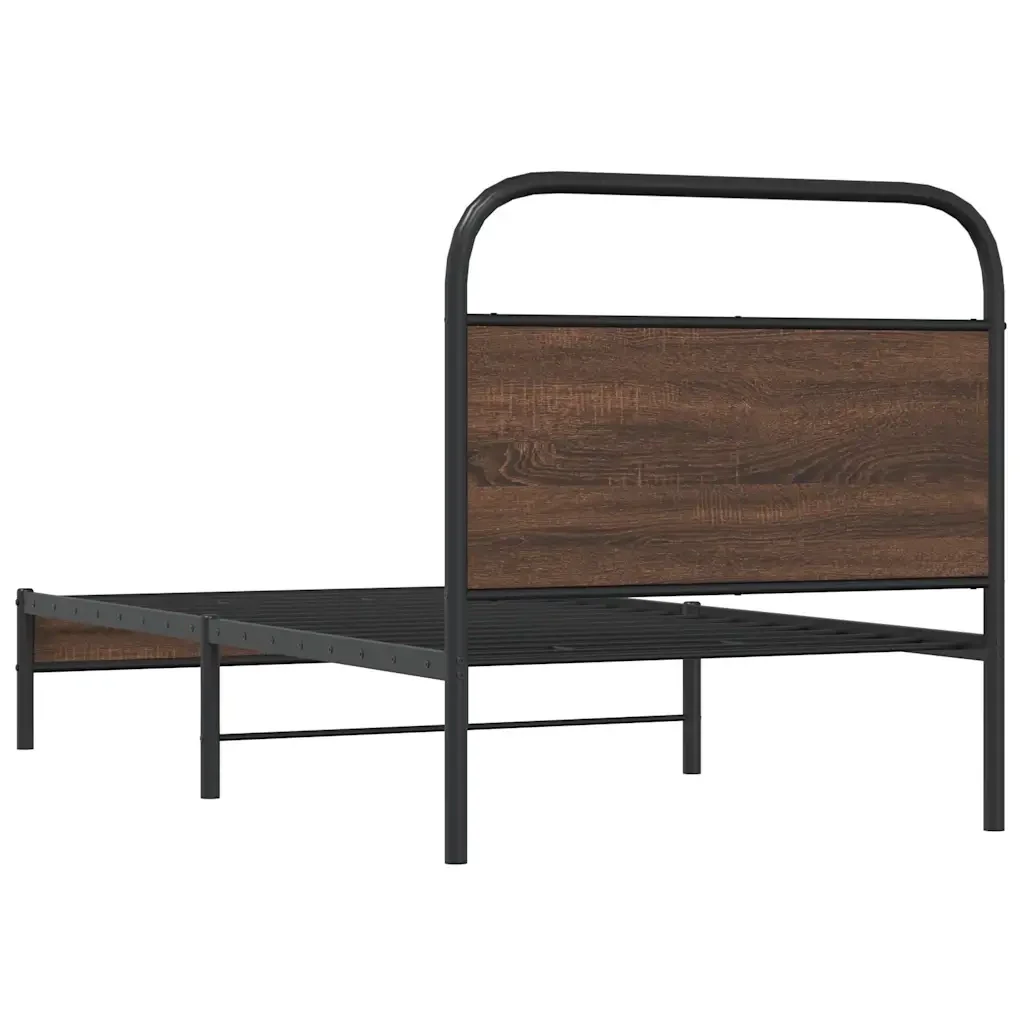 Letto singolo | Letto per adulti | Giroletto senza Materasso Rovere Marrone 90x190cm in Truciolato - Image 7