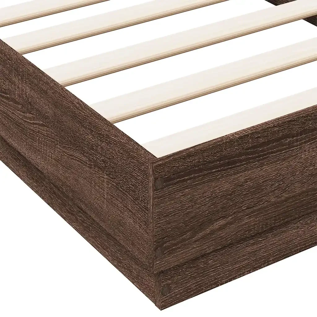 Letto singolo | Letto per adulti | Giroletto senza Materasso Rovere Marrone 90x190cm in Truciolato - Image 7