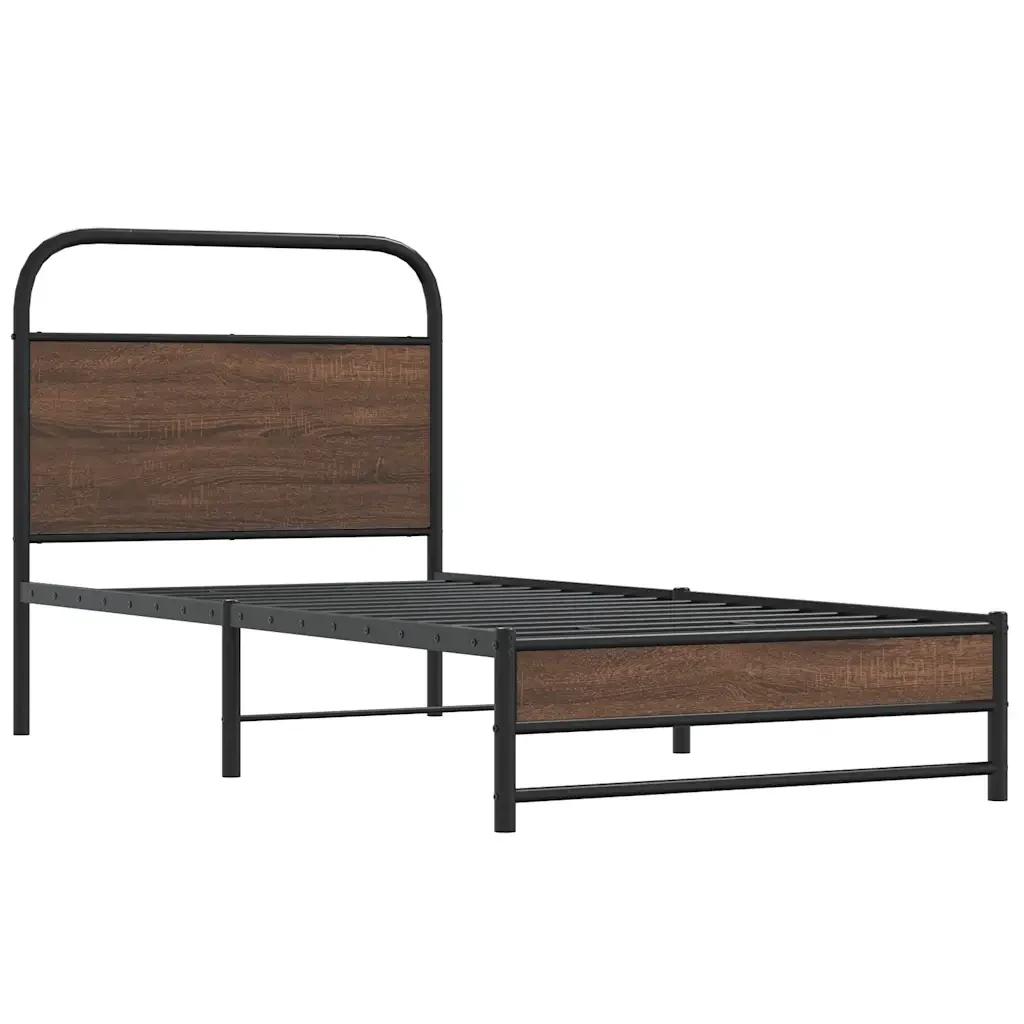 Letto singolo | Letto per adulti | Giroletto senza Materasso Rovere Marrone 90x190cm in Truciolato - Image 3