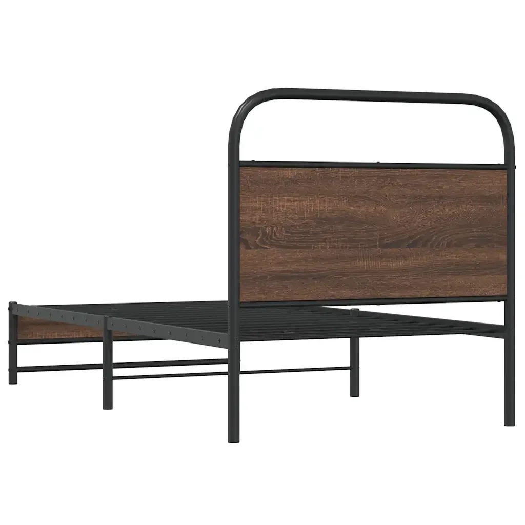 Letto singolo | Letto per adulti | Giroletto senza Materasso Rovere Marrone 90x190cm in Truciolato - Image 7