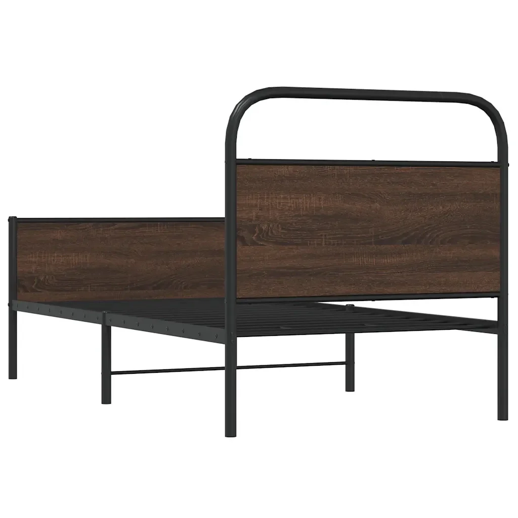 Letto singolo | Letto per adulti | Giroletto senza Materasso Rovere Marrone 90x190cm in Truciolato - Image 7