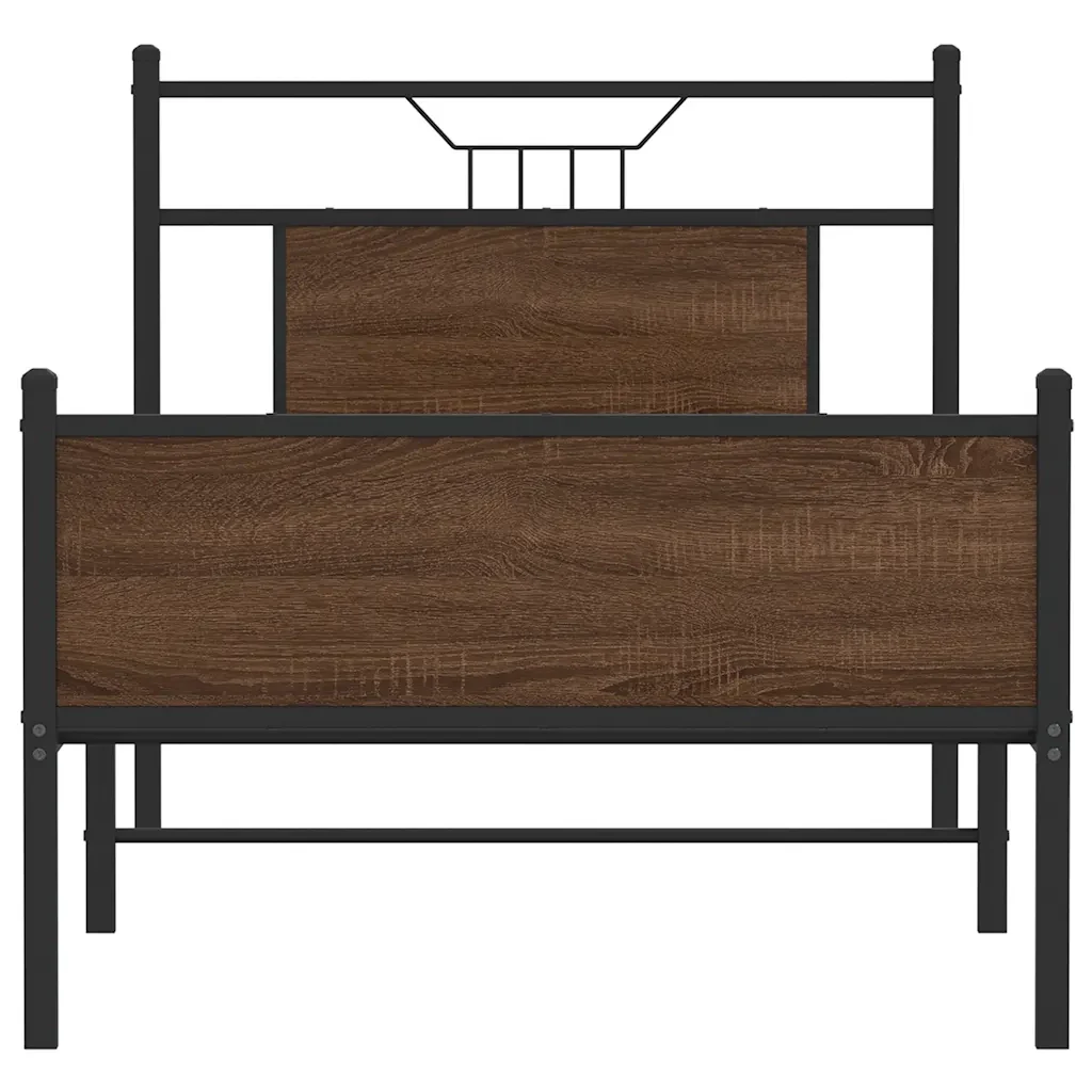Letto singolo | Letto per adulti | Giroletto senza Materasso Rovere Marrone 90x200cm in Truciolato - Image 6