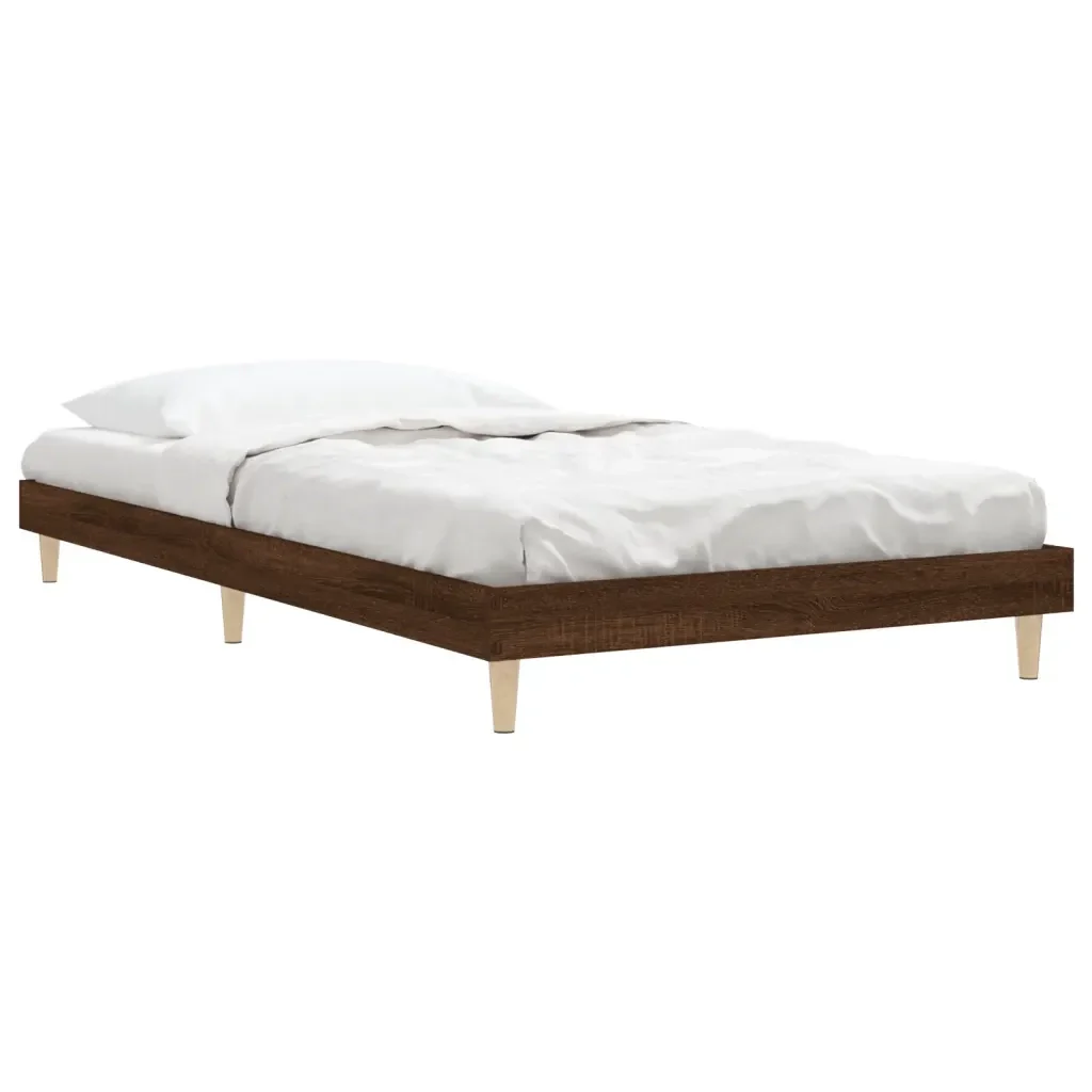 Letto singolo | Letto per adulti | Giroletto senza Materasso Rovere Marrone 90x200cm in Truciolato - Image 5