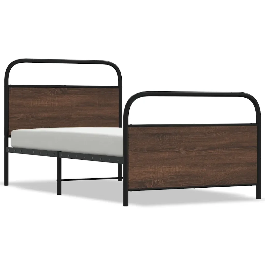 Letto singolo | Letto per adulti | Giroletto senza Materasso Rovere Marrone 90x200cm in Truciolato
