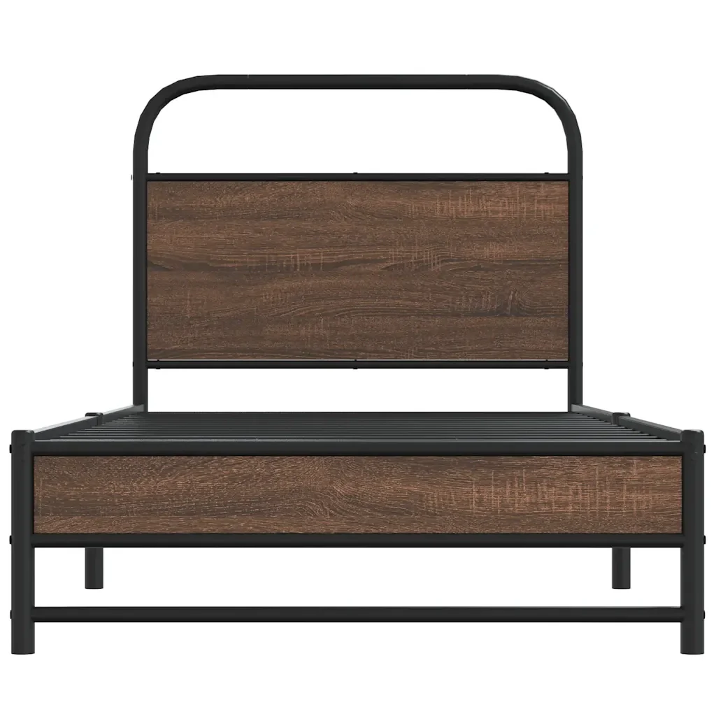 Letto singolo | Letto per adulti | Giroletto senza Materasso Rovere Marrone 90x200cm in Truciolato - Image 5