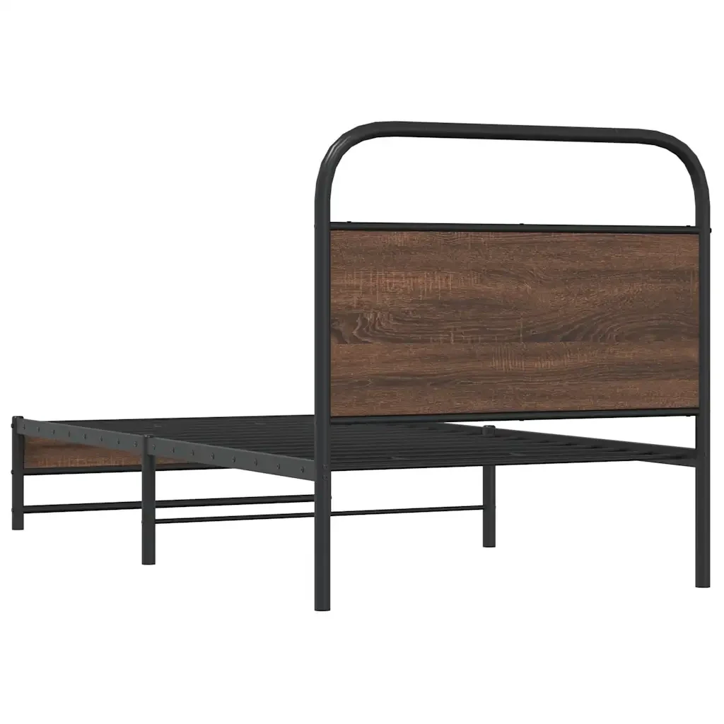 Letto singolo | Letto per adulti | Giroletto senza Materasso Rovere Marrone 90x200cm in Truciolato - Image 7