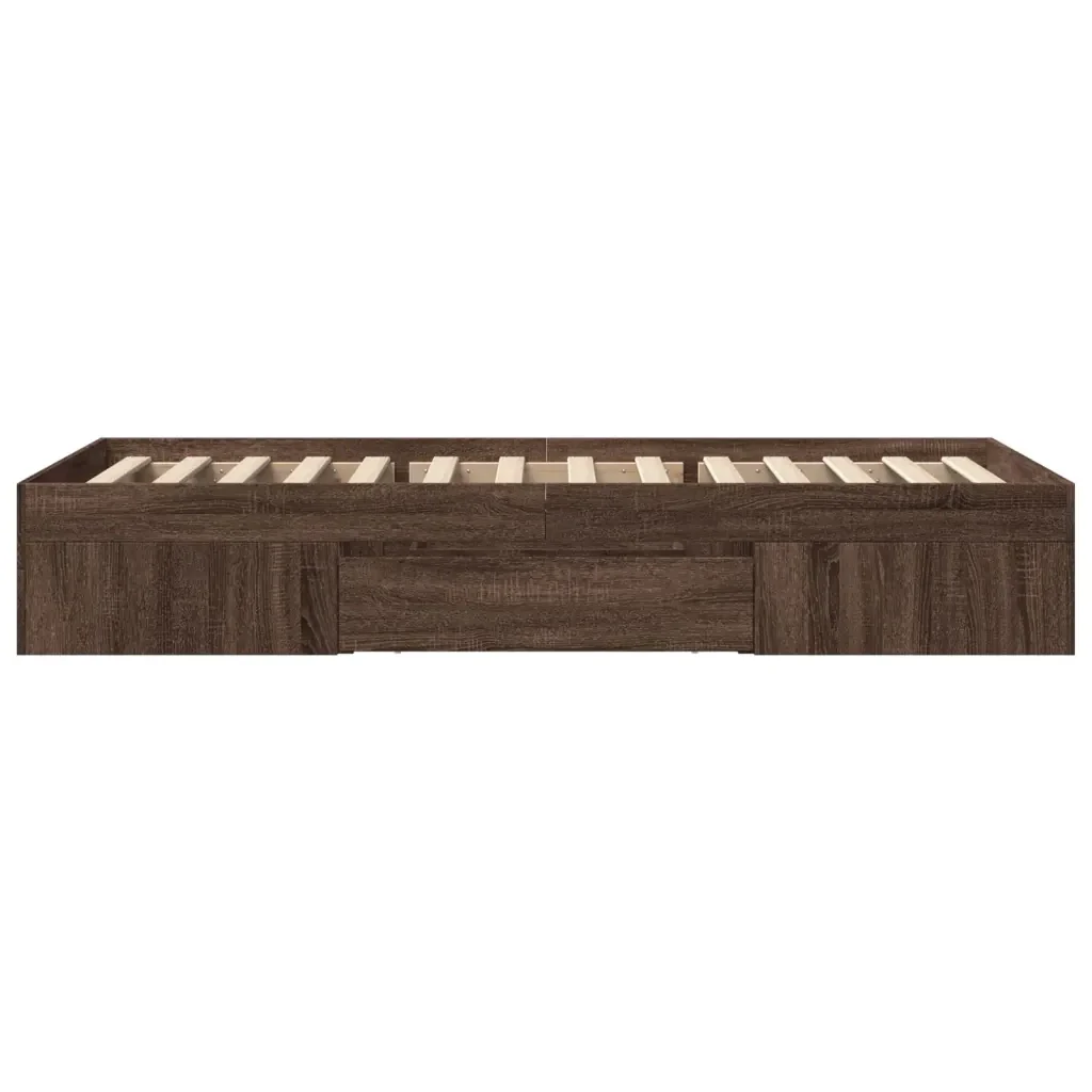 Letto singolo | Letto per adulti | Giroletto senza Materasso Rovere Marrone 90x200cm in Truciolato - Image 6