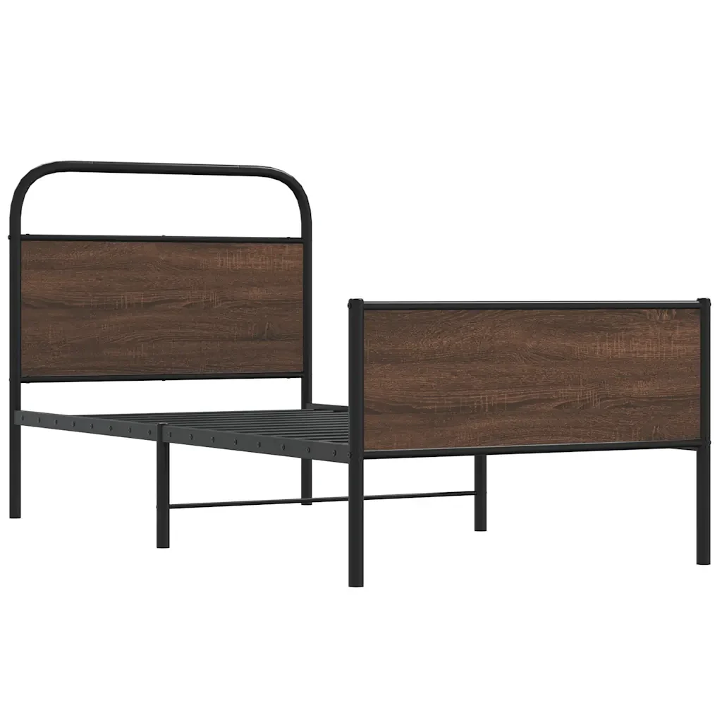 Letto singolo | Letto per adulti | Giroletto senza Materasso Rovere Marrone 90x200cm in Truciolato - Image 3