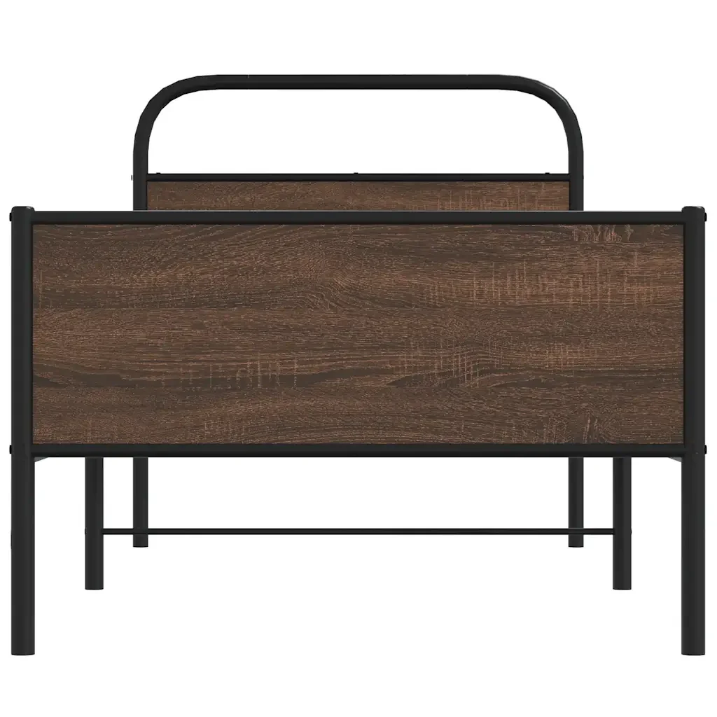 Letto singolo | Letto per adulti | Giroletto senza Materasso Rovere Marrone 90x200cm in Truciolato - Image 5