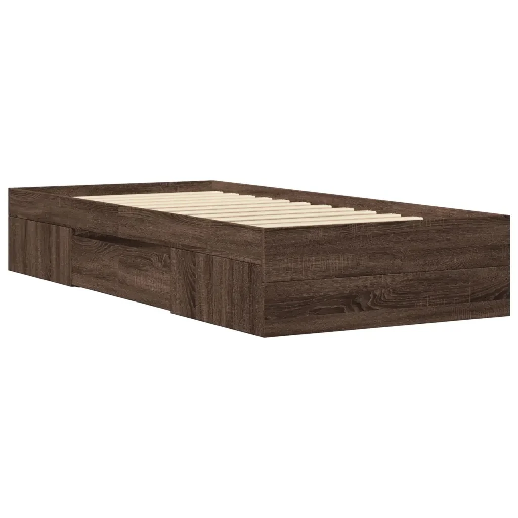 Letto singolo | Letto per adulti | Giroletto senza Materasso Rovere Marrone 90x200cm in Truciolato - Image 7