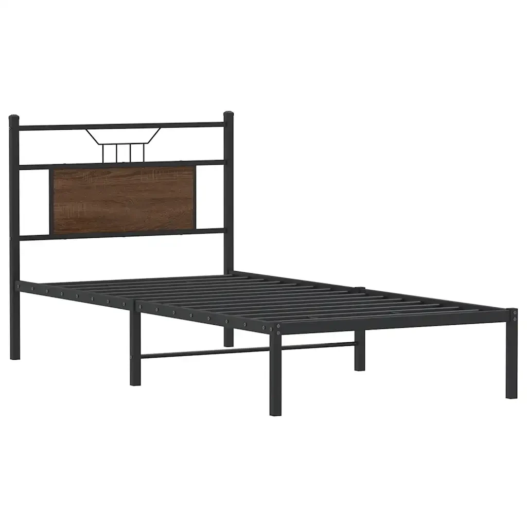 Letto singolo | Letto per adulti | Giroletto senza Materasso Rovere Marrone 90x200cm in Truciolato - Image 3