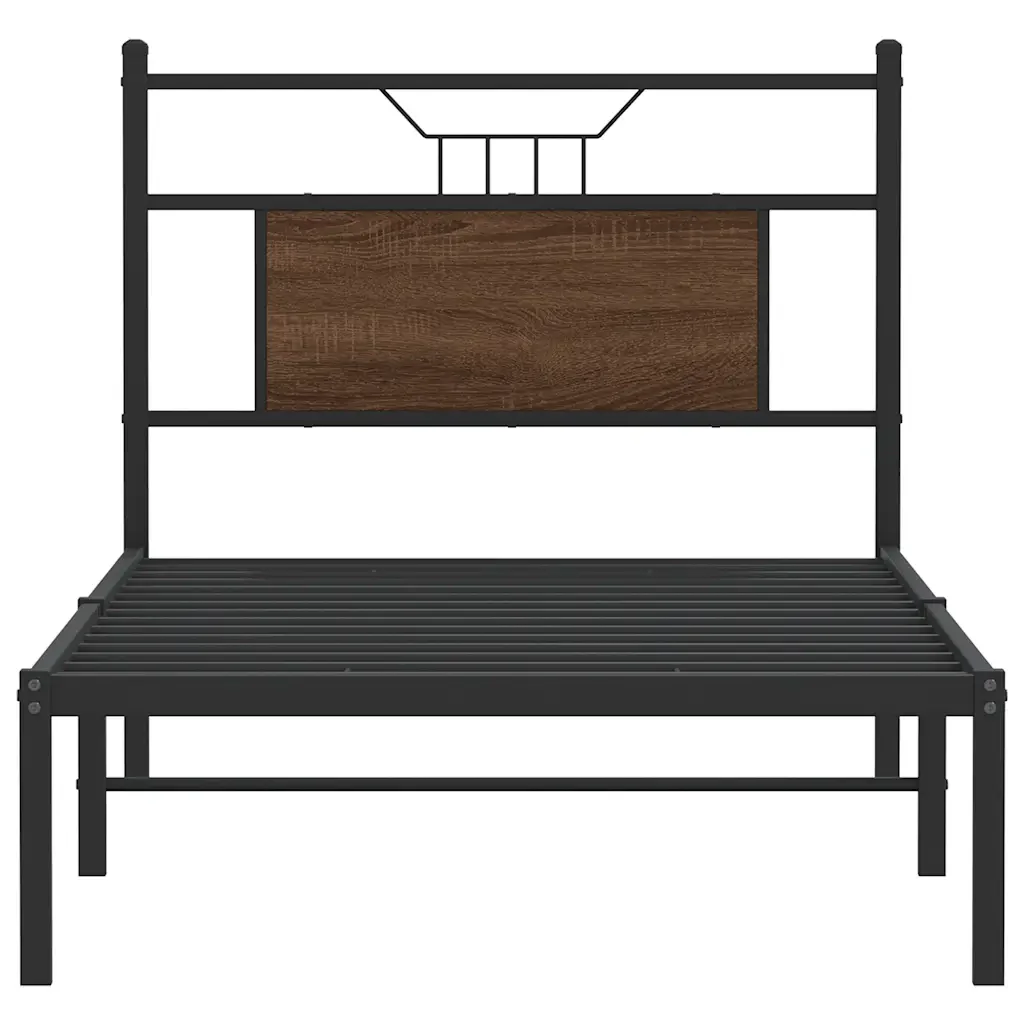 Letto singolo | Letto per adulti | Giroletto senza Materasso Rovere Marrone 90x200cm in Truciolato - Image 6
