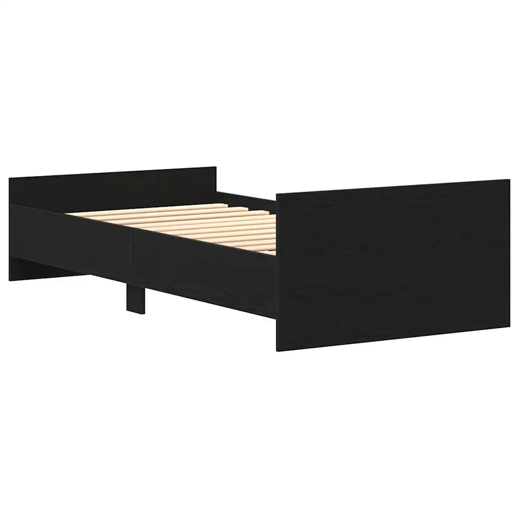 Letto singolo | Letto per adulti | Giroletto senza Materasso Rovere Nero 100x200 cm in Truciolato - Image 6