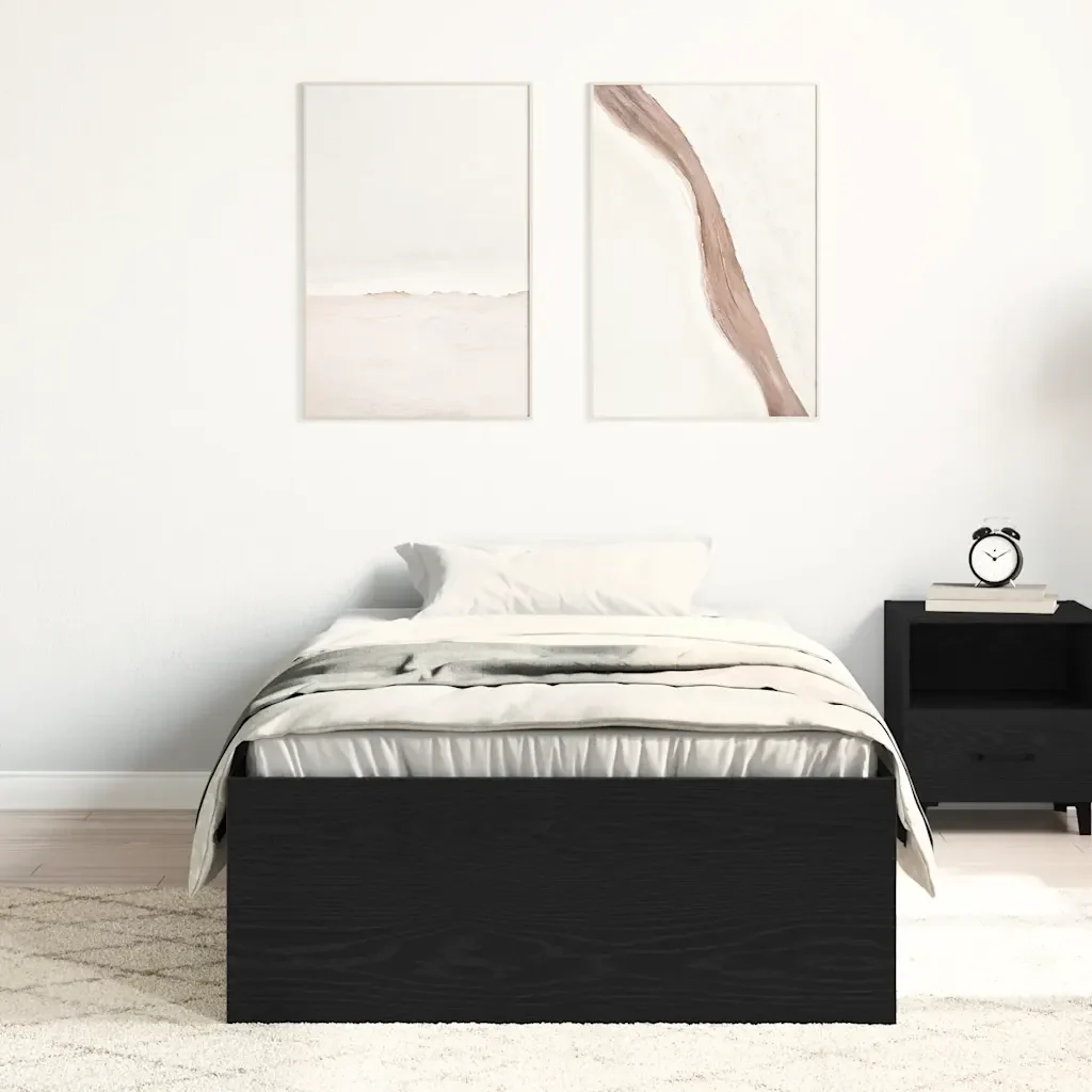 Letto singolo | Letto per adulti | Giroletto senza Materasso Rovere Nero 100x200 cm in Truciolato - Image 4