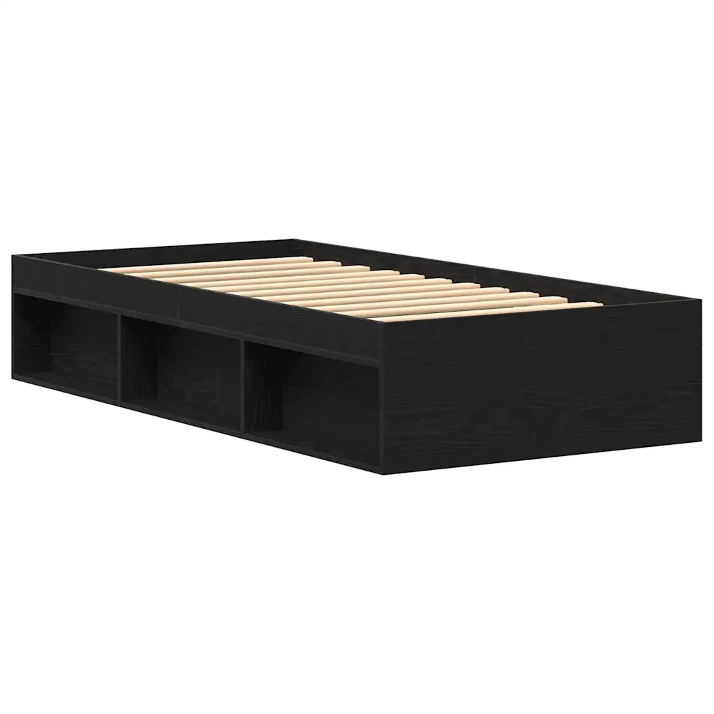 Letto singolo | Letto per adulti | Giroletto senza Materasso Rovere Nero 100x200 cm in Truciolato - Image 7