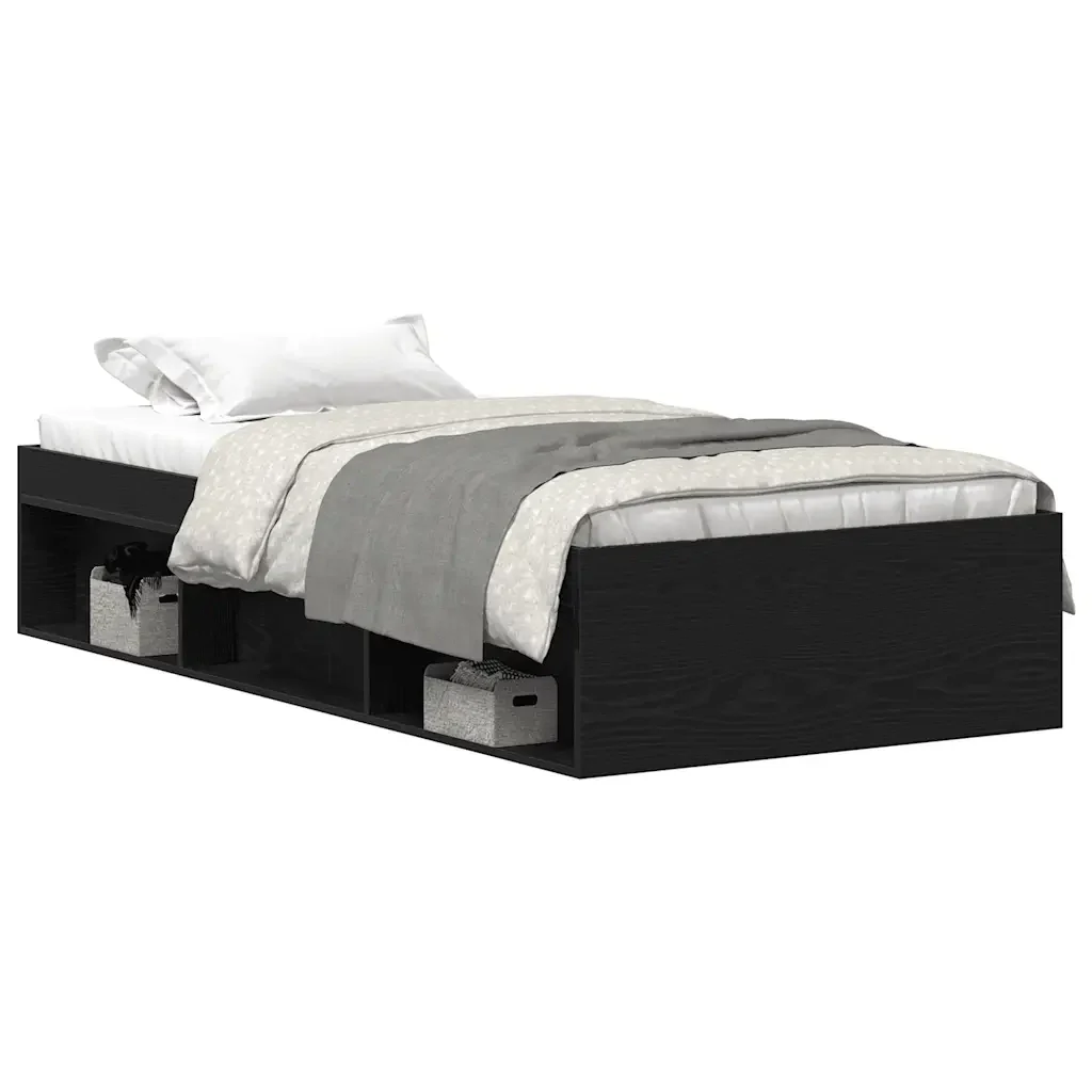 Letto singolo | Letto per adulti | Giroletto senza Materasso Rovere Nero 75x190 cm in Truciolato