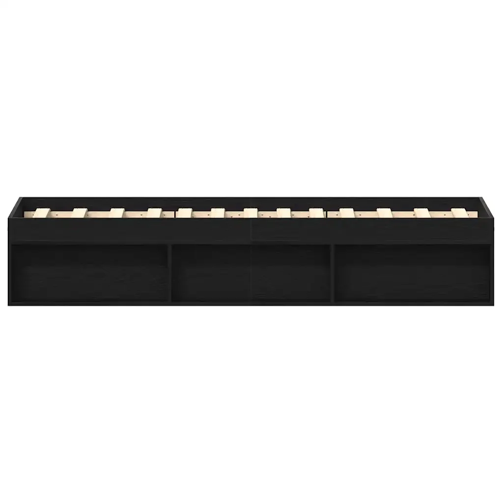 Letto singolo | Letto per adulti | Giroletto senza Materasso Rovere Nero 75x190 cm in Truciolato - Image 6