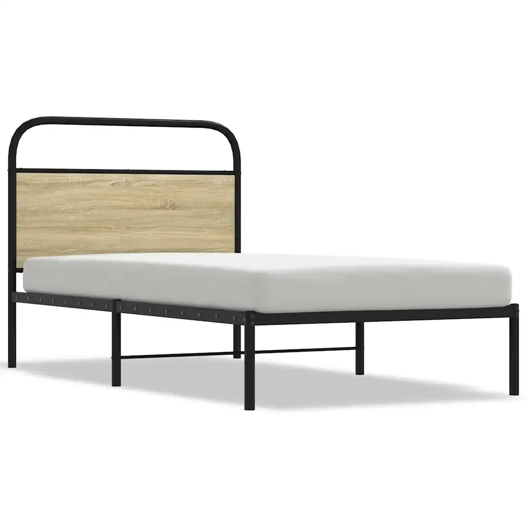 Letto singolo | Letto per adulti | Giroletto senza Materasso Rovere Sonoma 100x190cm in Truciolato