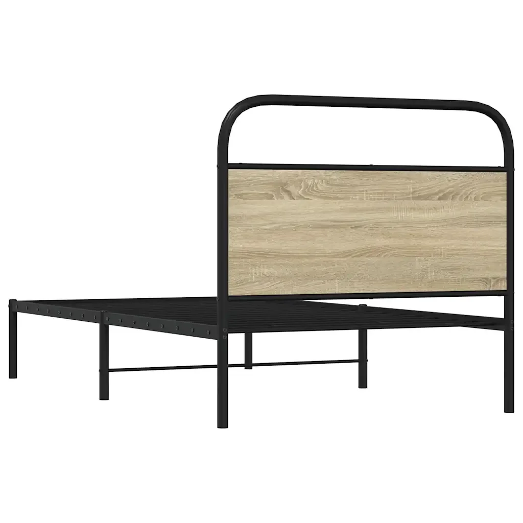 Letto singolo | Letto per adulti | Giroletto senza Materasso Rovere Sonoma 100x190cm in Truciolato - Image 7