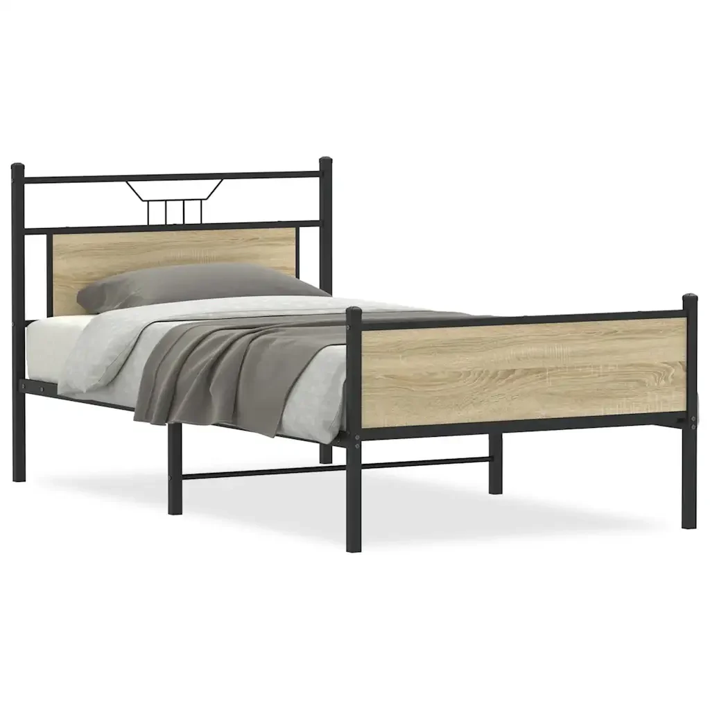 Letto singolo | Letto per adulti | Giroletto senza Materasso Rovere Sonoma 100x190cm in Truciolato
