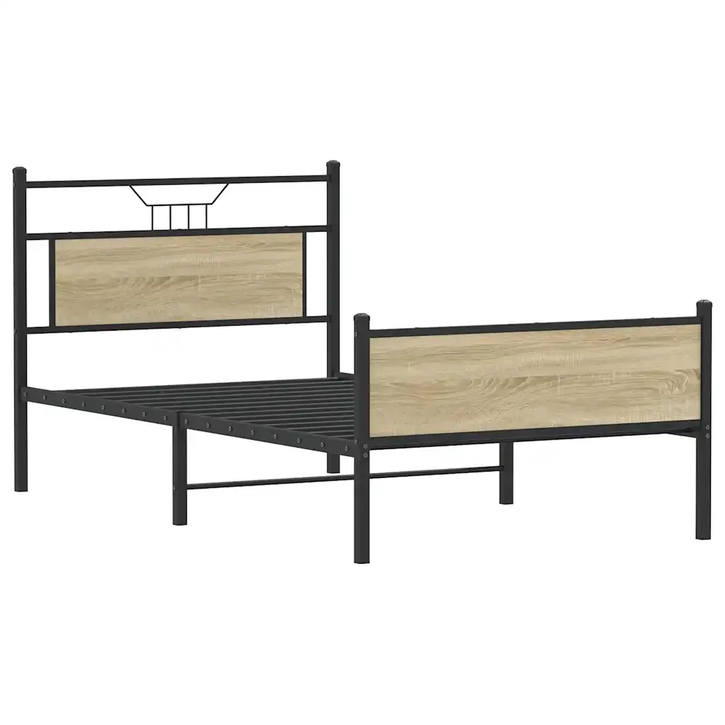 Letto singolo | Letto per adulti | Giroletto senza Materasso Rovere Sonoma 100x190cm in Truciolato - Image 4