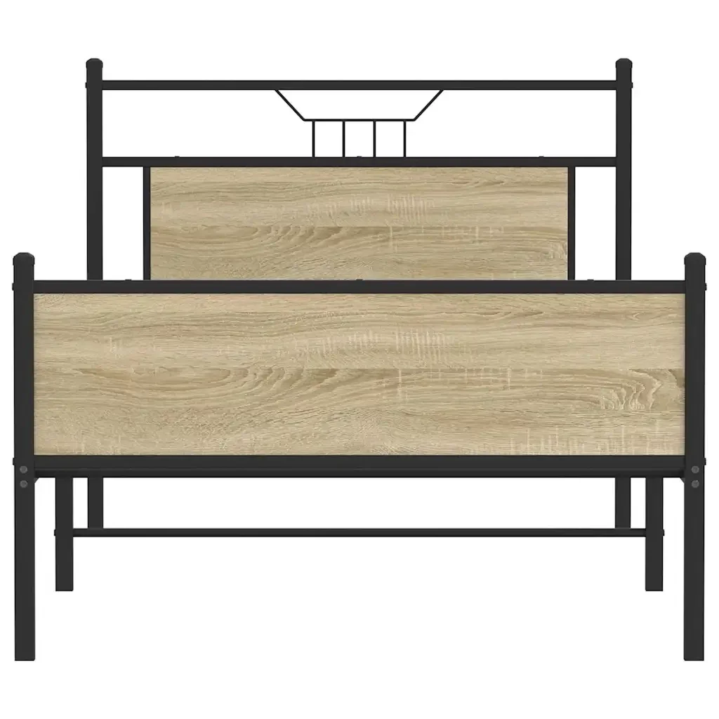 Letto singolo | Letto per adulti | Giroletto senza Materasso Rovere Sonoma 100x190cm in Truciolato - Image 6