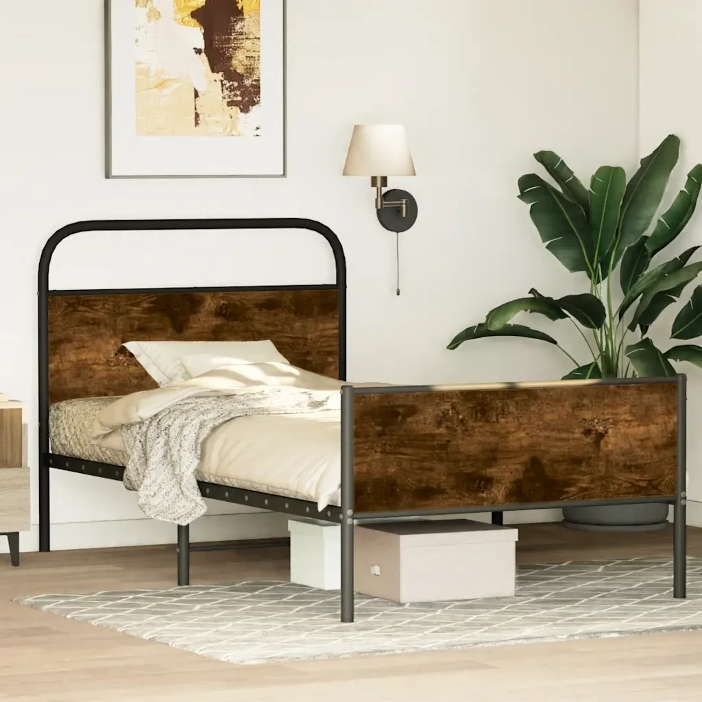 Letto singolo | Letto per adulti | Giroletto senza Materasso Rovere Sonoma 100x190cm in Truciolato - Image 2