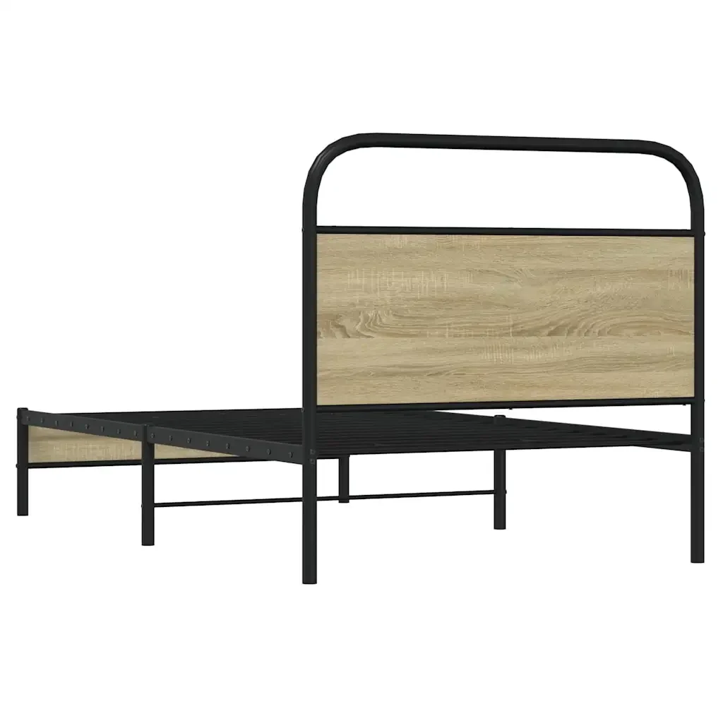 Letto singolo | Letto per adulti | Giroletto senza Materasso Rovere Sonoma 100x190cm in Truciolato - Image 7