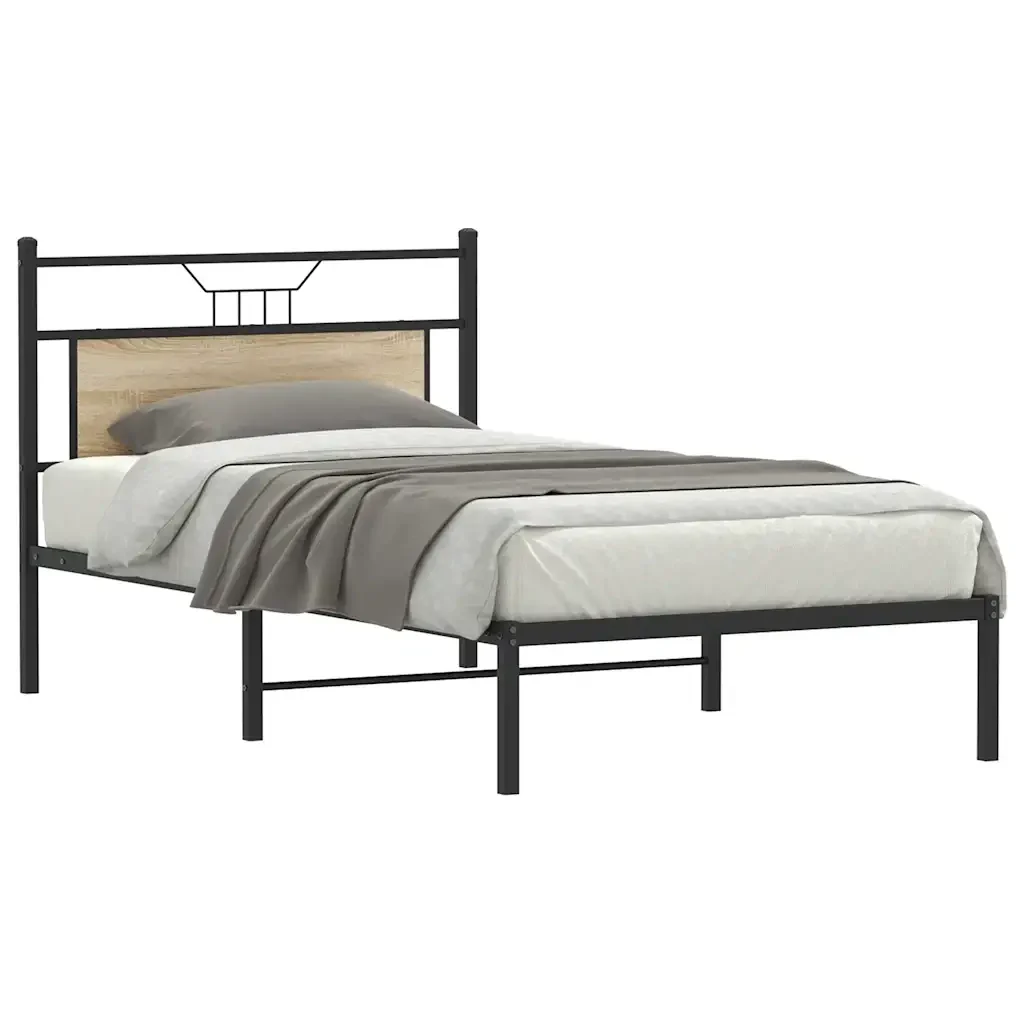 Letto singolo | Letto per adulti | Giroletto senza Materasso Rovere Sonoma 100x190cm in Truciolato - Image 3
