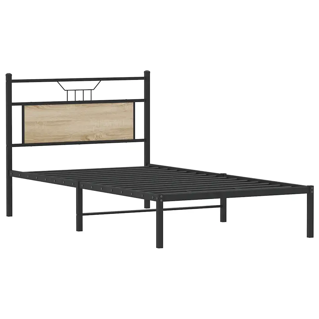Letto singolo | Letto per adulti | Giroletto senza Materasso Rovere Sonoma 100x190cm in Truciolato - Image 5