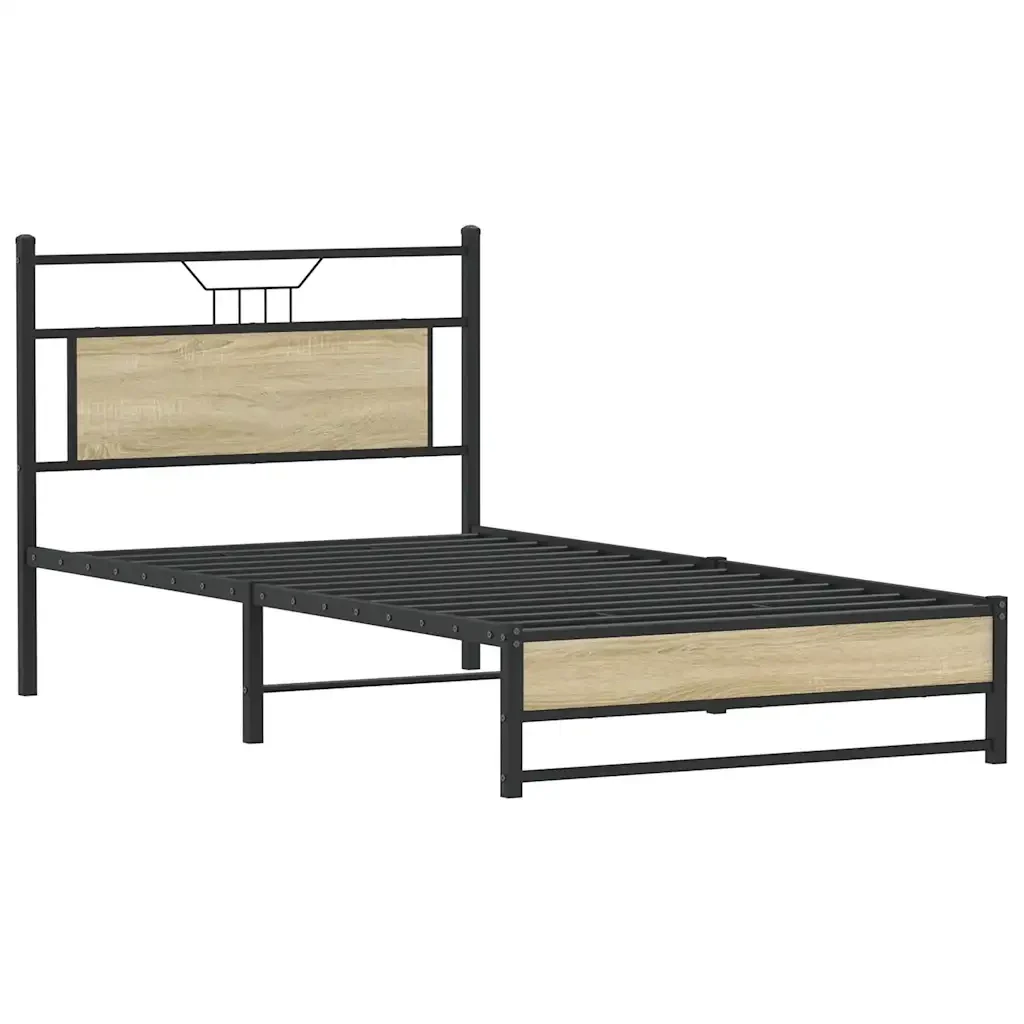 Letto singolo | Letto per adulti | Giroletto senza Materasso Rovere Sonoma 100x190cm in Truciolato - Image 4