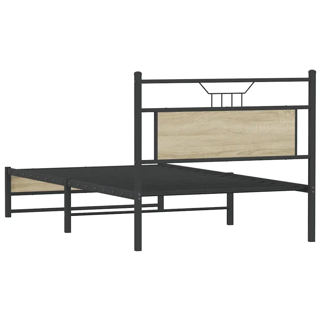 Letto singolo | Letto per adulti | Giroletto senza Materasso Rovere Sonoma 100x190cm in Truciolato - Image 8