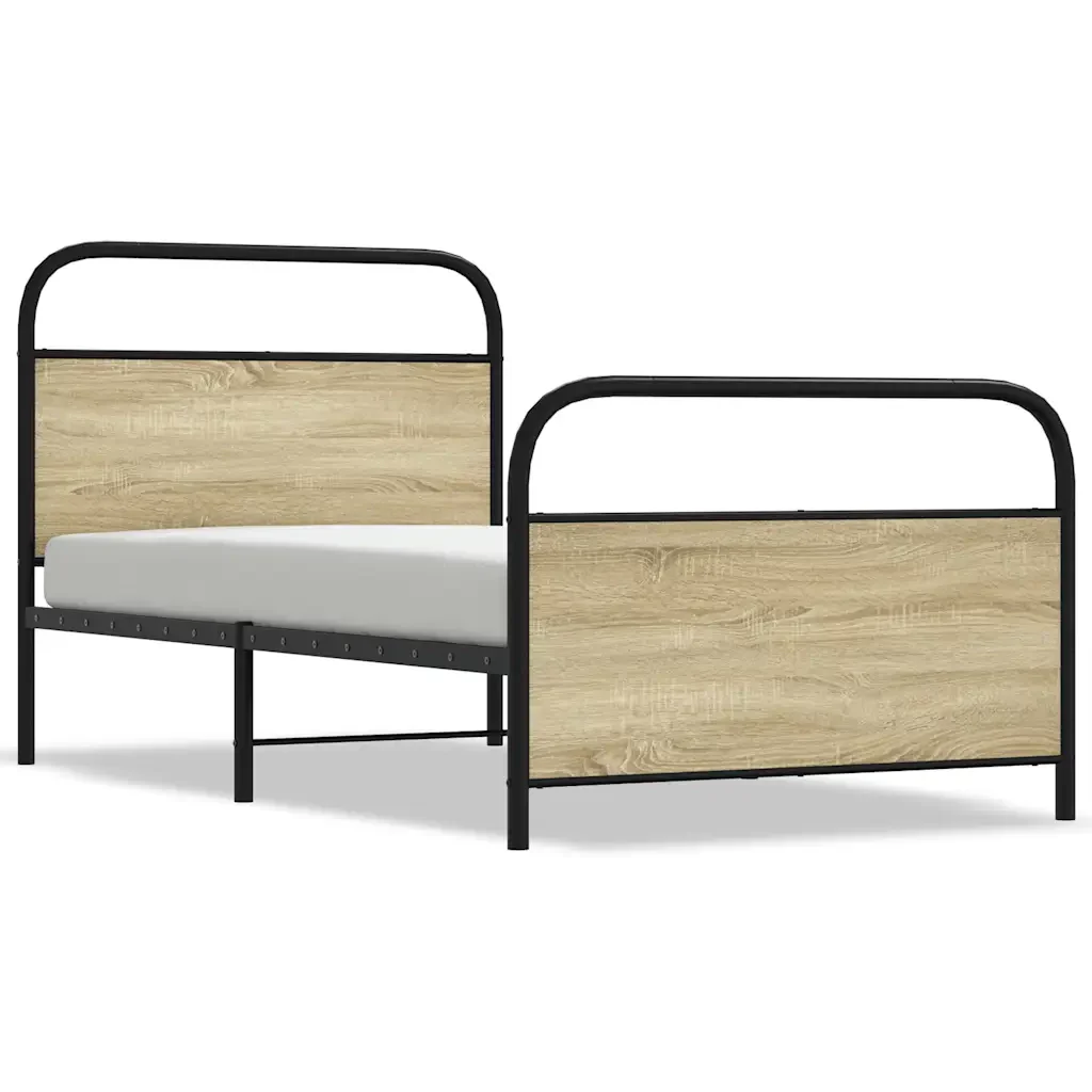 Letto singolo | Letto per adulti | Giroletto senza Materasso Rovere Sonoma 100x200cm in Truciolato