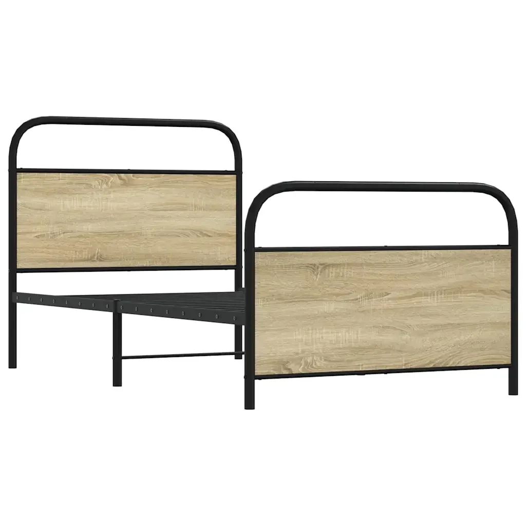 Letto singolo | Letto per adulti | Giroletto senza Materasso Rovere Sonoma 100x200cm in Truciolato - Image 5