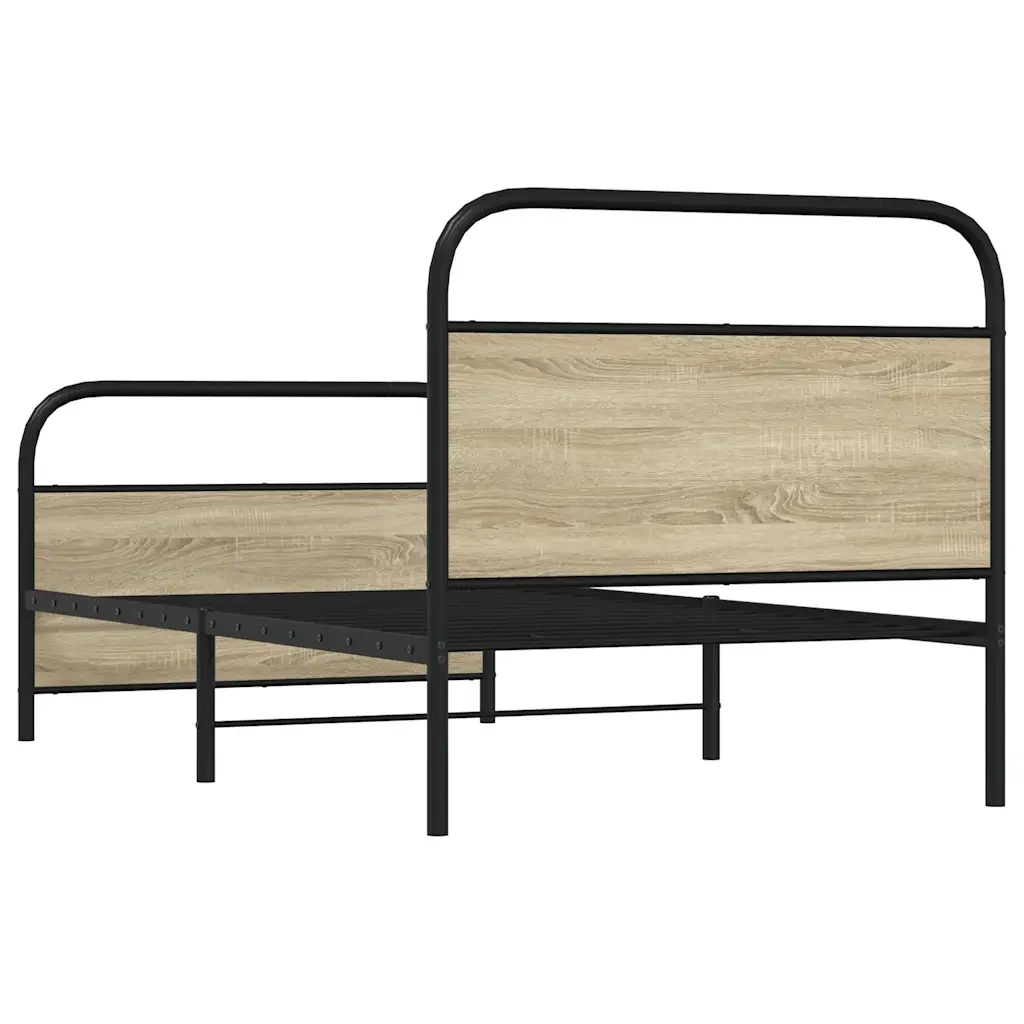 Letto singolo | Letto per adulti | Giroletto senza Materasso Rovere Sonoma 100x200cm in Truciolato - Image 7