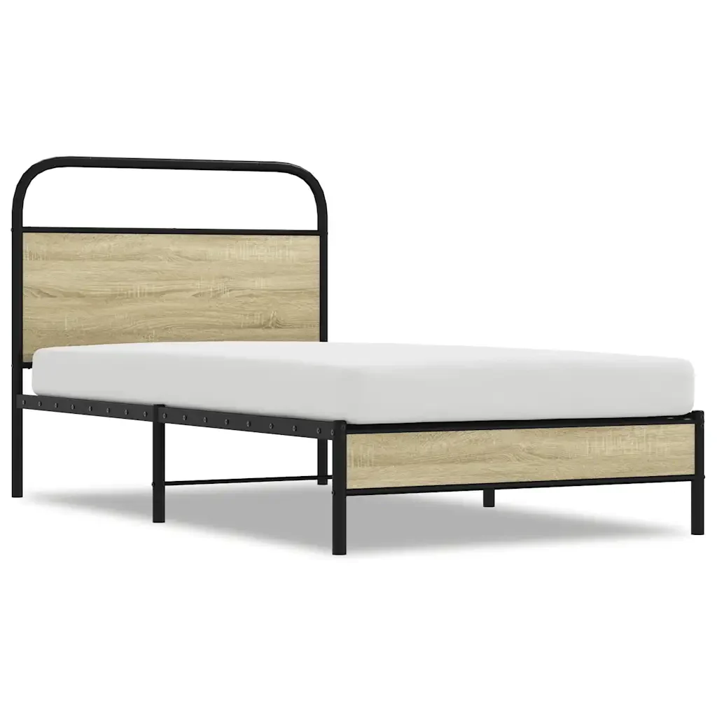 Letto singolo | Letto per adulti | Giroletto senza Materasso Rovere Sonoma 100x200cm in Truciolato