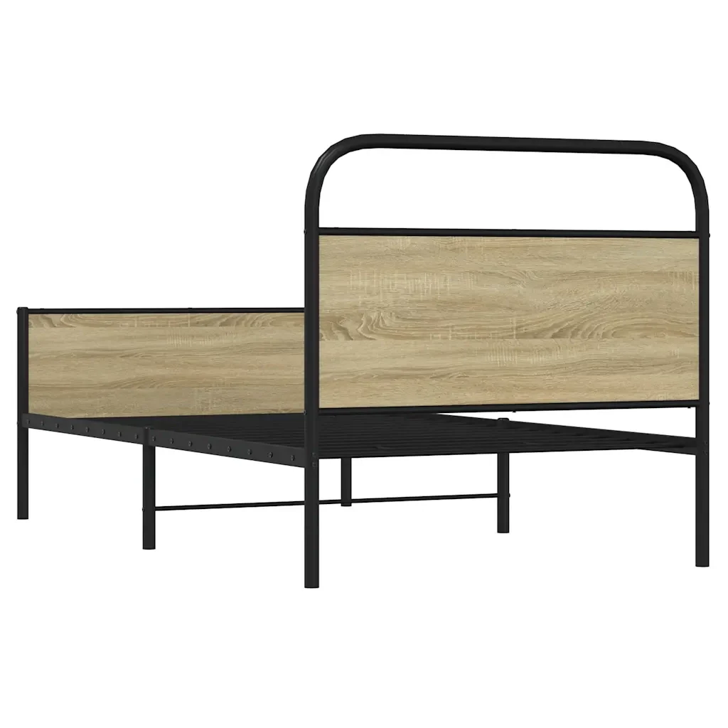 Letto singolo | Letto per adulti | Giroletto senza Materasso Rovere Sonoma 100x200cm in Truciolato - Image 7