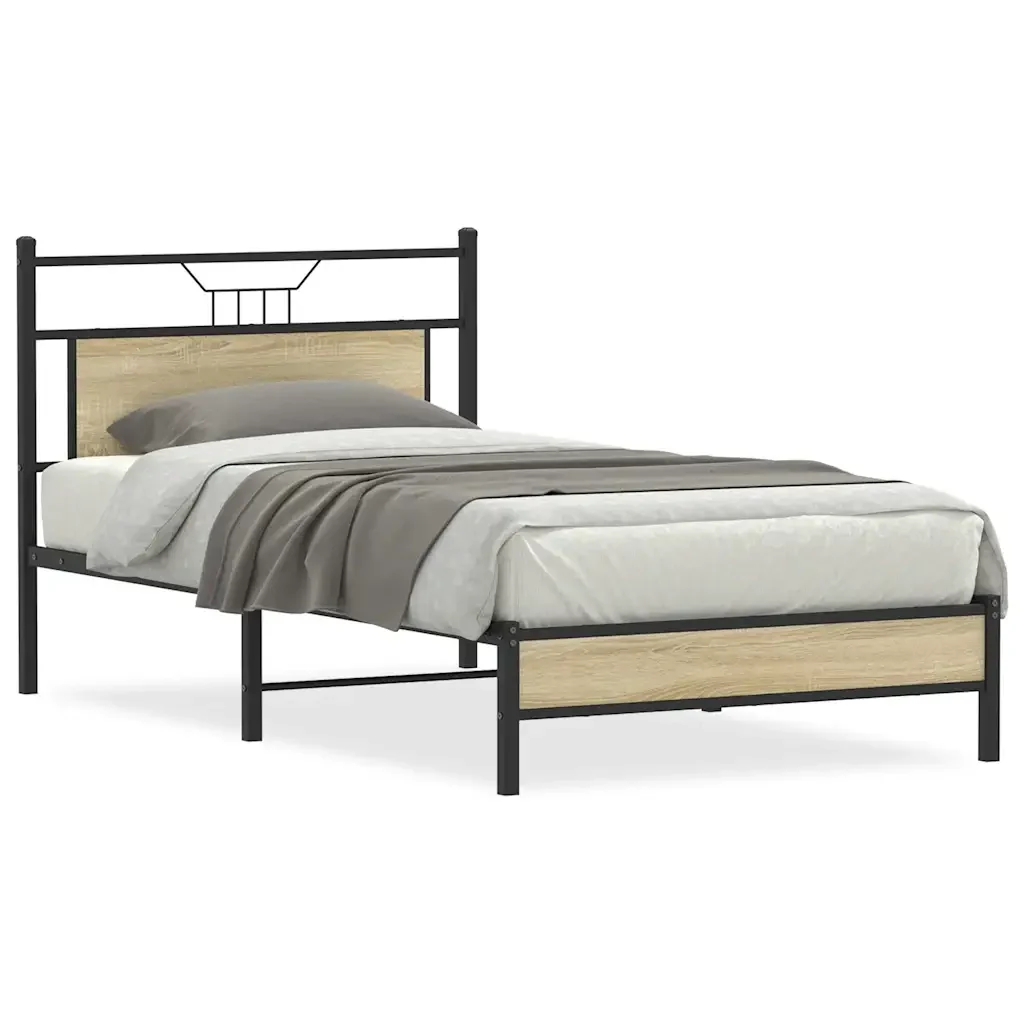Letto singolo | Letto per adulti | Giroletto senza Materasso Rovere Sonoma 100x200cm in Truciolato
