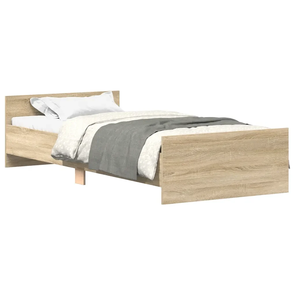 Letto singolo | Letto per adulti | Giroletto senza Materasso Rovere Sonoma 100x200cm in Truciolato