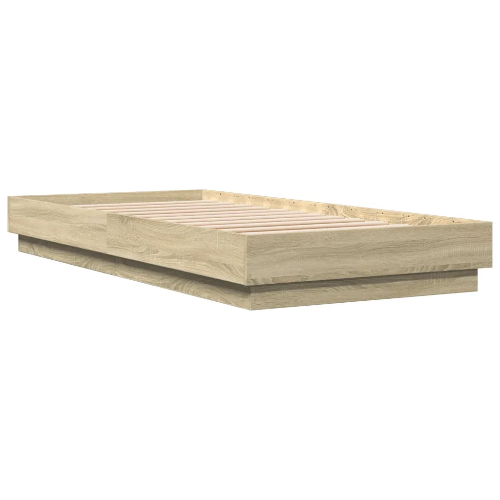 Letto singolo | Letto per adulti | Giroletto senza Materasso Rovere Sonoma 100x200cm in Truciolato - Image 3