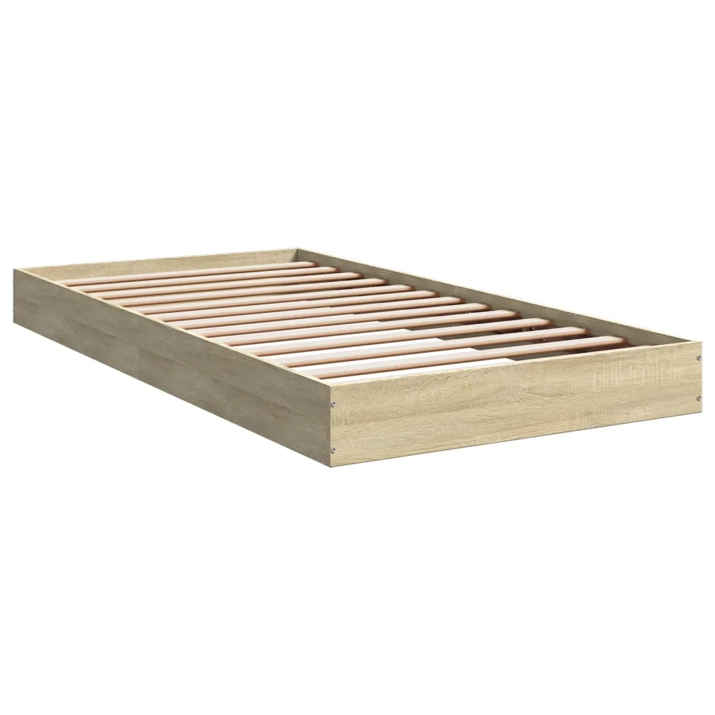 Letto singolo | Letto per adulti | Giroletto senza Materasso Rovere Sonoma 100x200cm in Truciolato - Image 4
