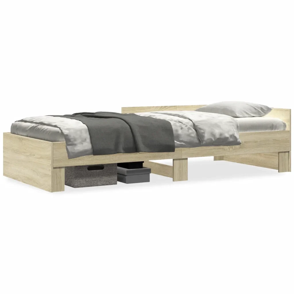 Letto singolo | Letto per adulti | Giroletto senza Materasso Rovere Sonoma 100x200cm in Truciolato
