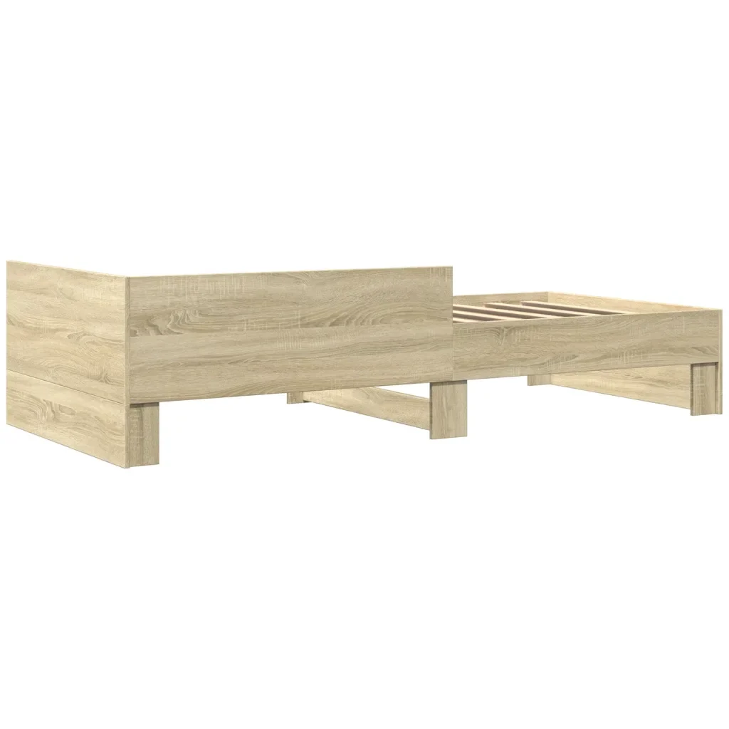 Letto singolo | Letto per adulti | Giroletto senza Materasso Rovere Sonoma 100x200cm in Truciolato - Image 6